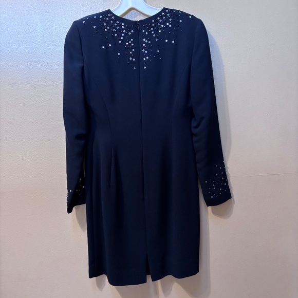 Jones New York Special Occasion Beaded Sequin Black Long Sleeve Dress Size 4P - Picture 5 of 12